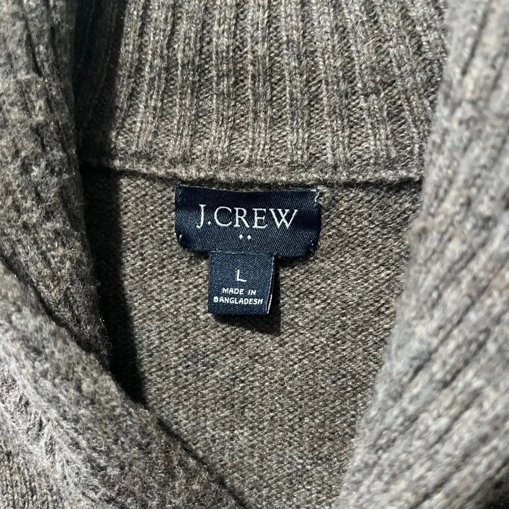 J Crew Shawl Collar Sweater Men's Large‎ Brown Supersoft LambsWool Blend Preppy